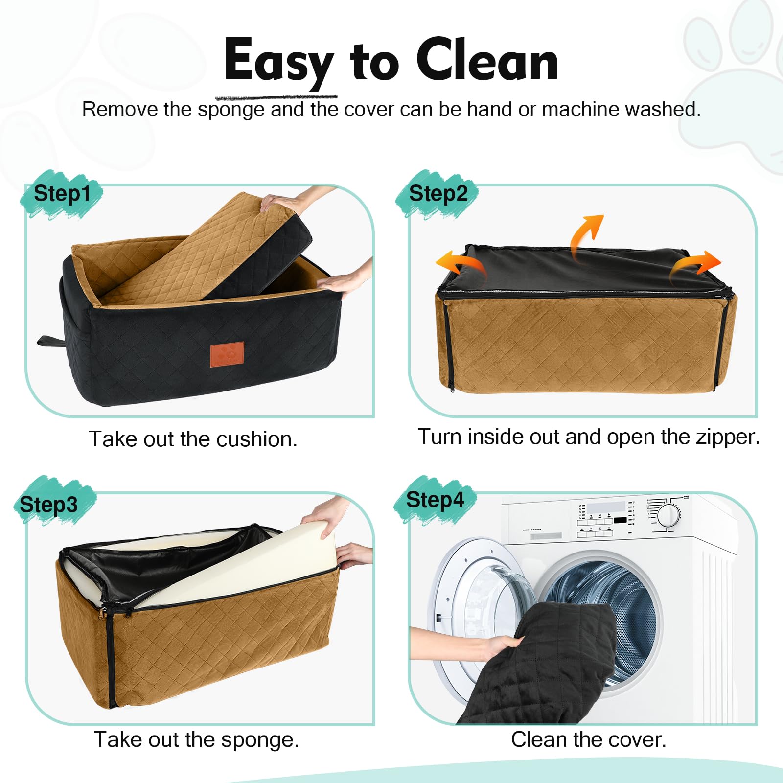 Washable Dog Car Seat for Large & Medium Dogs Under 55 lbs - Thick Cushion Booster Seat with 2 Safety Leashes | Travel Pet Bed for Cars, SUVs & Road Trips