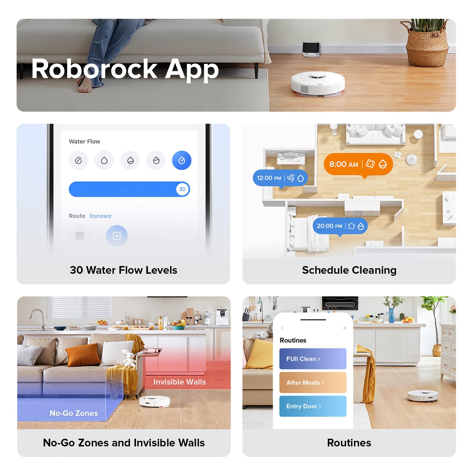 Roborock Q7 Max Robot Vacuum and Mop Combo - 4200Pa Strong Suction, LiDAR Navigation, 30-Level Water Flow Control, No-Go & No-Mop Zones, App & Voice Control - Perfect for Pet Hair, Hardwood Floors & Large Homes