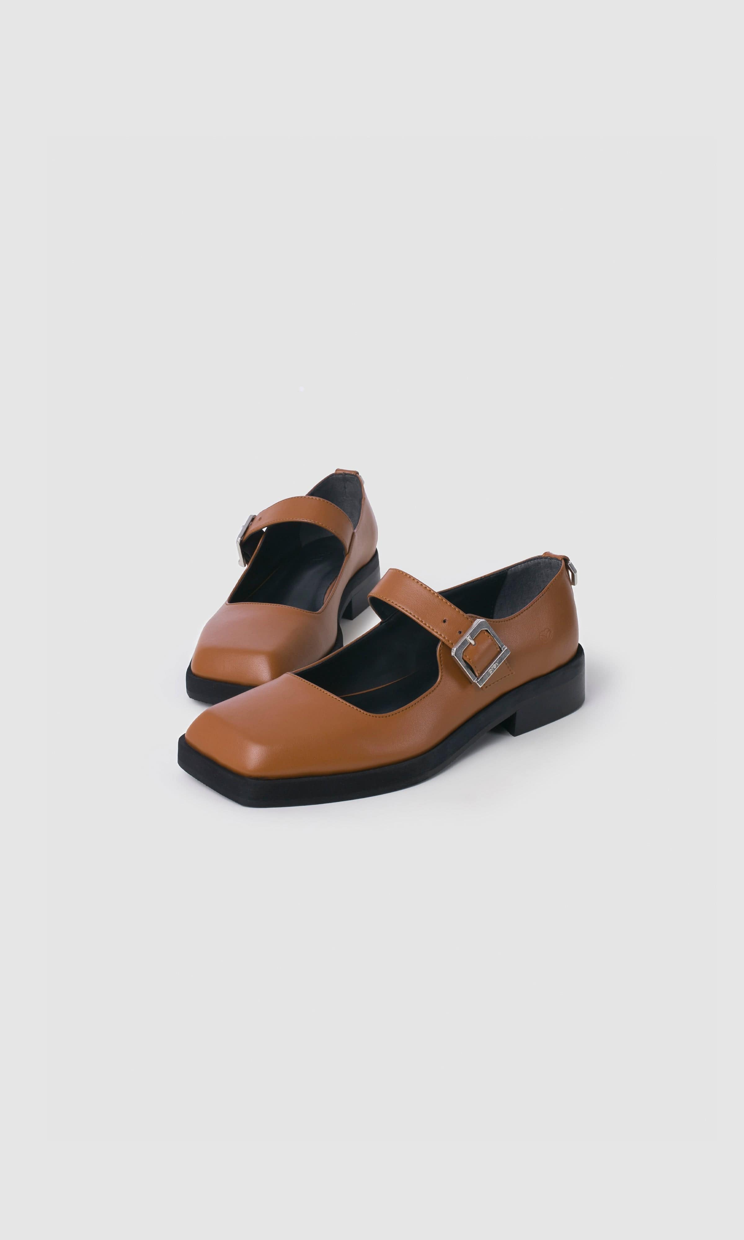 Jenny Apple Leather Square Toe Mary Jane Shoes for Women | Comfortable & Stylish Ginger Color | Perfect for Office, Wedding & Casual Outfits