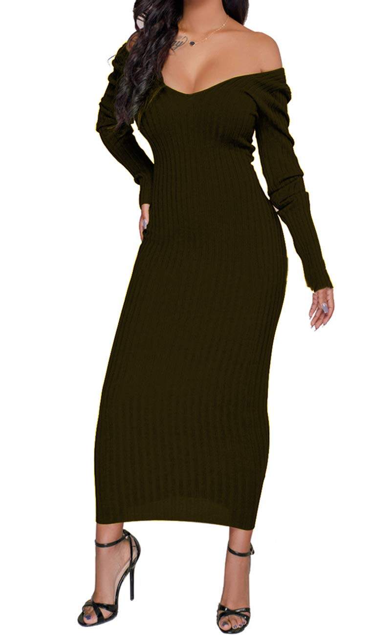 SheKiss Women's Plus Size Off Shoulder Sweater Dress - Long Sleeve Bodycon Business Cardigan for Work & Office Outfits | Professional Attire, Formal Wear, Business Casual Style