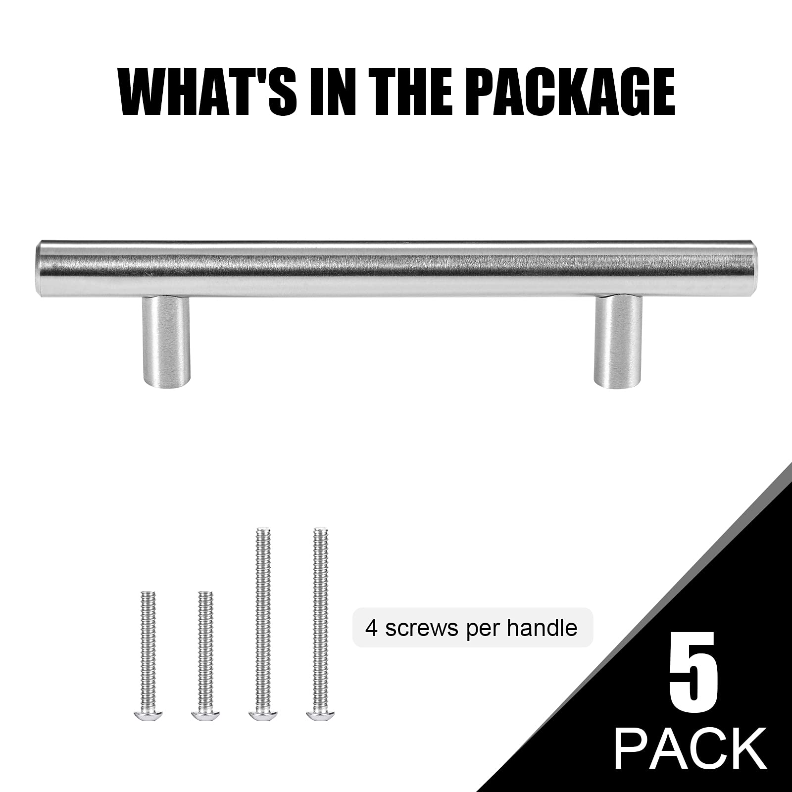 **CZC HOME 5-Pack 6 Inch Stainless Steel Cabinet Pulls & Drawer Handles – Brushed Nickel Finish, 3.75