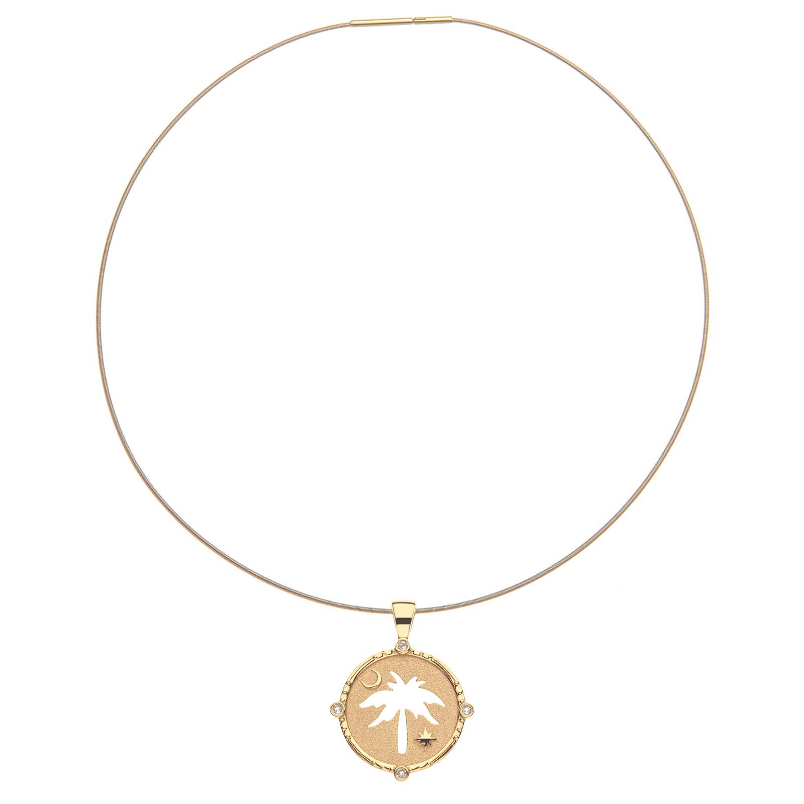 Jane Win CHARLESTON Palmetto Cutout Coin Pendant Necklace - Southern Charm Jewelry for Women, 18K Gold Plated Coin Necklace with Cutout Design, Perfect for Casual Wear, Date Night & Gift Giving