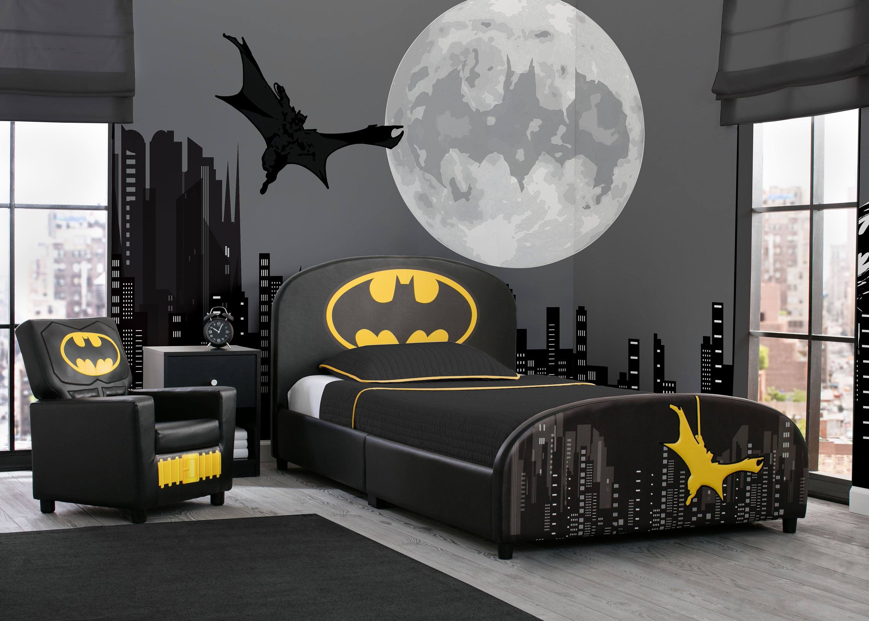 Batman Themed Twin Size Upholstered Bed for Kids - Perfect for Superhero Bedrooms & Playrooms