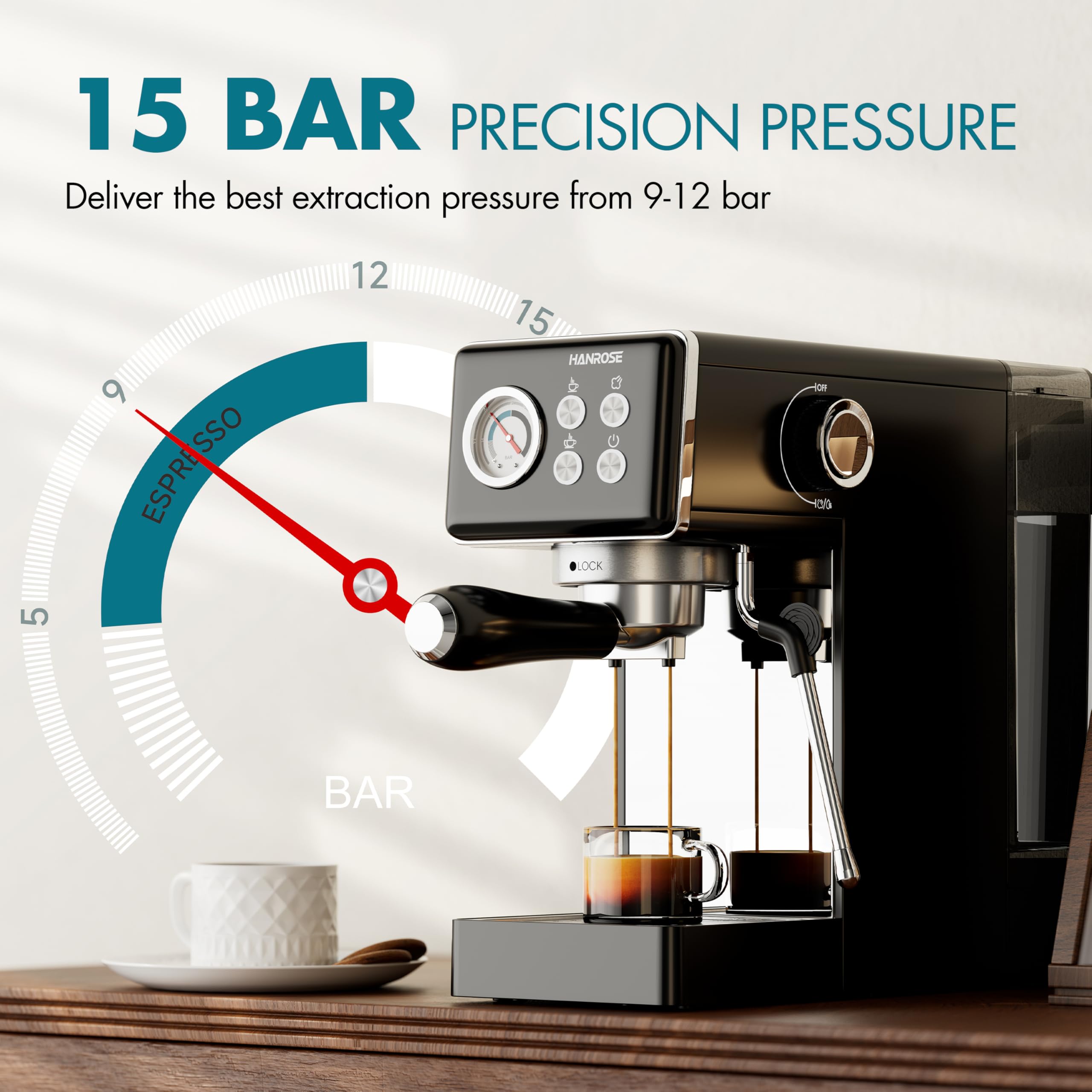 **15 Bar Compact Espresso Machine with Milk Frother - Stainless Steel Coffee Maker for Latte & Cappuccino - Perfect for Home Baristas & Coffee Lovers**    *(Use Cases: Ideal for home kitchens, small offices, or as a gift for coffee enthusiasts who enjoy café-quality espresso, lattes, and cappuccinos.)*