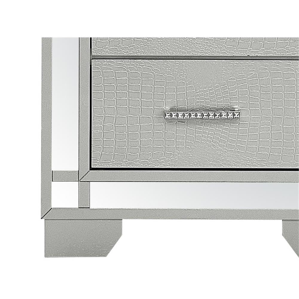 Glory Furniture 2-Drawer Nightstand with Metal Frame - Silver Champagne Finish - Bedside Table for Bedroom, Living Room & Guest Room - Modern Storage Solution for Small Spaces