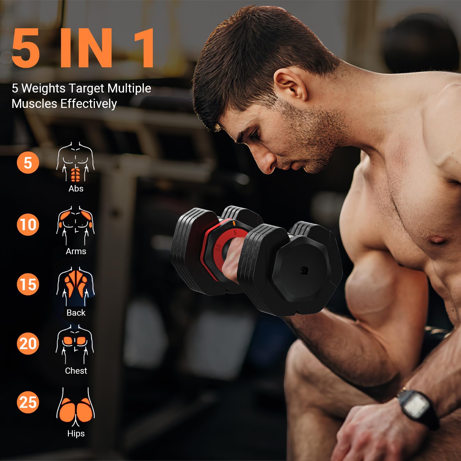 Adjustable Dumbbells Set of 2 - 5-in-1 Quick Change Weight System with Anti-Slip Grip for Home Workouts - Perfect for Men & Women Strength Training, HIIT, and Full-Body Exercises