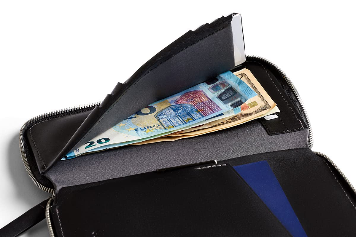 Bellroy Travel Folio - Premium Leather Passport & Document Holder for Men & Women - Slim RFID-Blocking Wallet for Travel Essentials - Perfect for Business Trips & Vacations (Black, Second Edition)