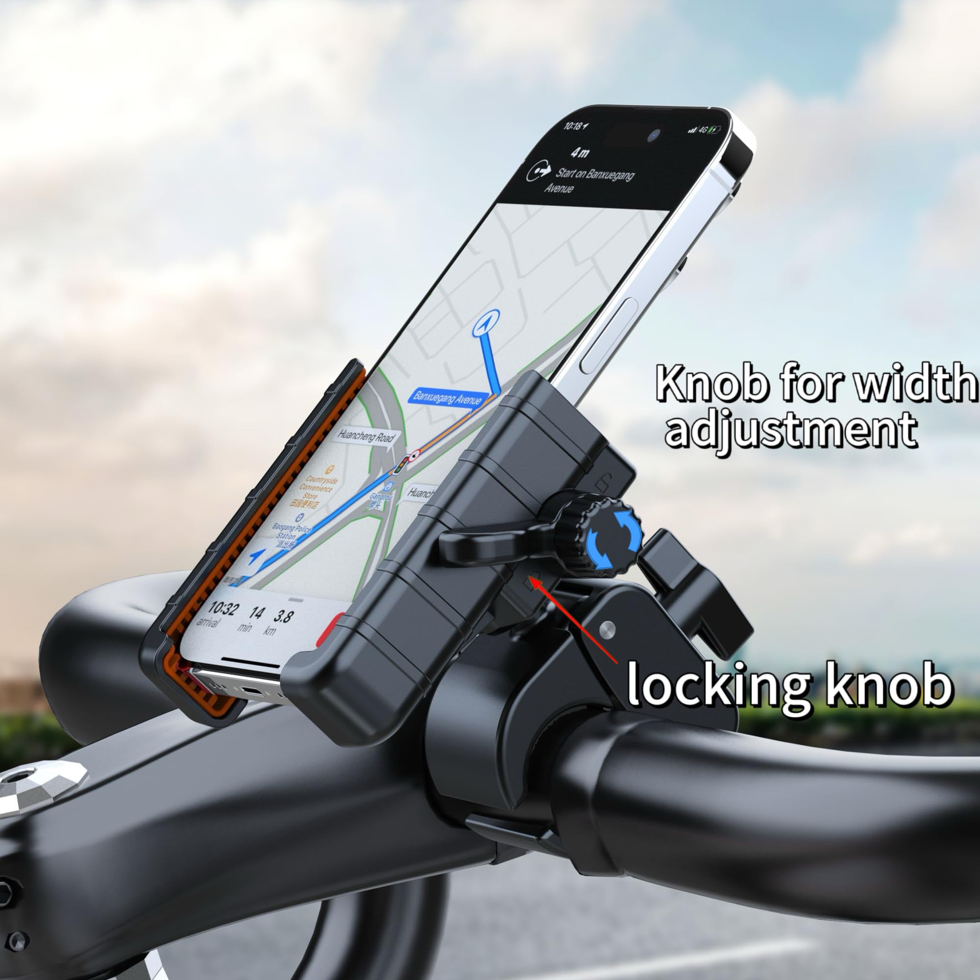 Universal Bike Phone Mount - Motorcycle & Bicycle Phone Holder with Secure Clip (2.5-3.54