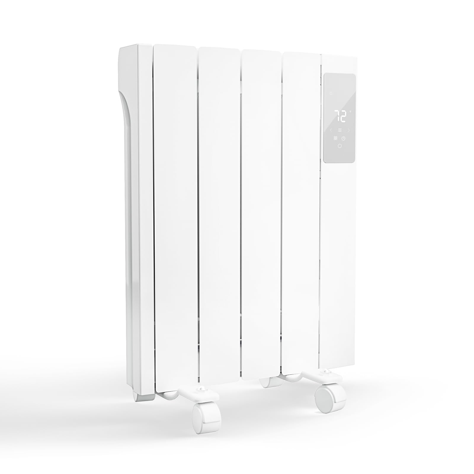 BREEZEHEAT 800W Convection Wall Heater - Electric Panel Heater for Indoor Use, Fanless Quiet Heating, Freestanding or Wall Mount Space Heater with LED Touch Screen, 24H Timer & Child Lock - White - Perfect for Bedroom, Office & Small Spaces