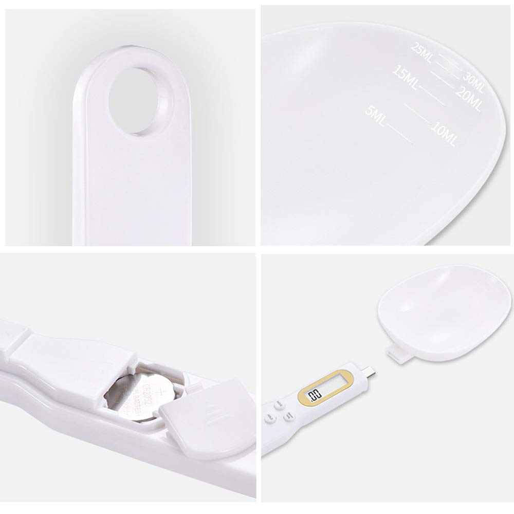 TopHomer White Digital Spoon Scale - 500g/0.1g Precision, Portable Electronic Kitchen Scale with LCD Display for Cooking, Baking, Coffee, and Food Measurement | Perfect for Home, Restaurant & Laboratory Use