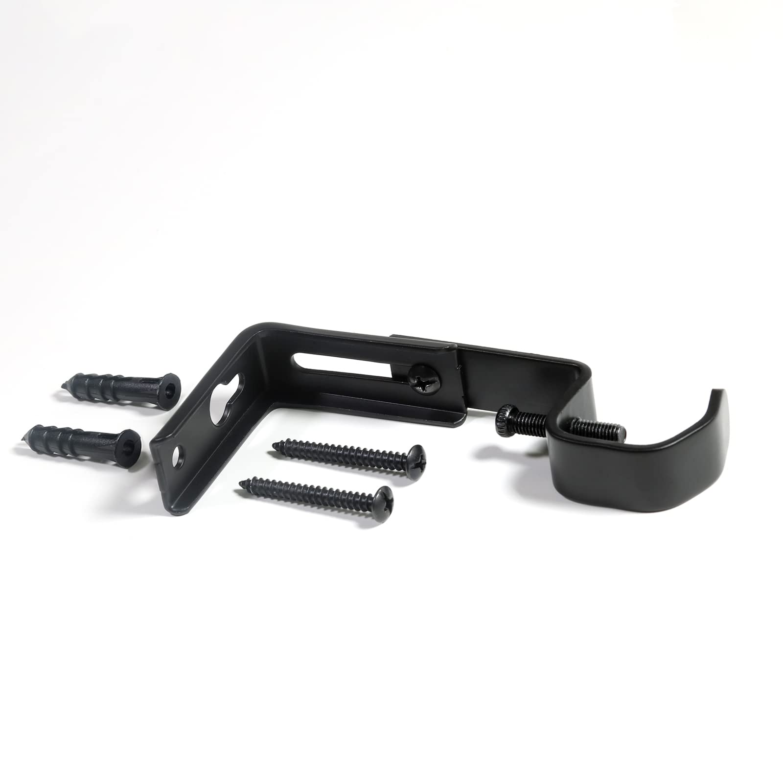 Heavy Duty Adjustable Curtain Rod Holders - Black Metal Brackets for Drapes & Sheers, Set of 3 - Perfect for Living Room, Bedroom & Window Decor
