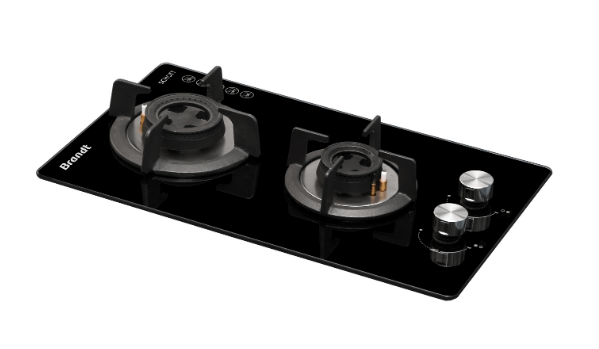 Brandt TG2232BEL 30cm Black Gas Hob with Battery/Electric Ignition - Perfect for Modern Kitchens, Apartments & Outdoor Cooking