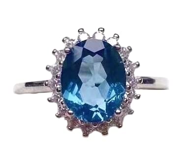 Natural London Blue Topaz Ring - Sterling Silver with 18K White Gold Plating | November Birthstone Jewelry | Handmade Engagement Gift for Women | Perfect for Anniversaries, Birthdays & Special Occasions
