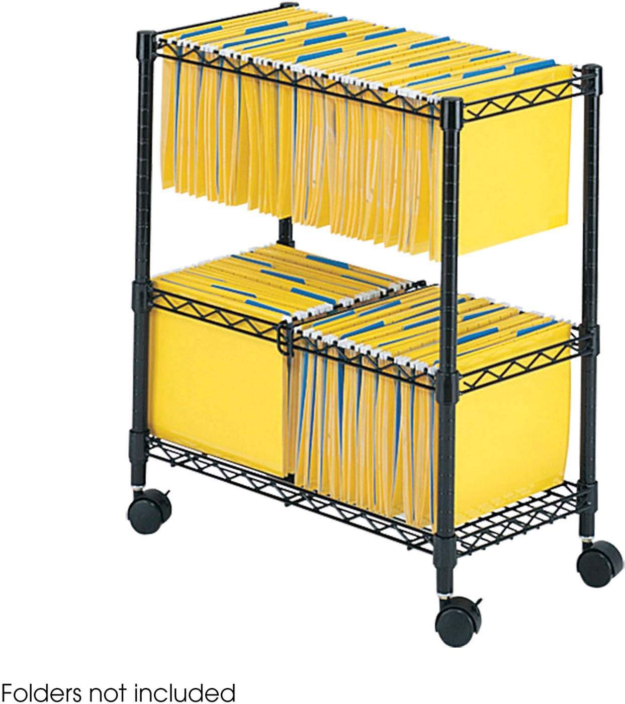 2-Tier Rolling File Cart with Wheels - Black [5278BL] for Office, Home, or School Organization and Storage