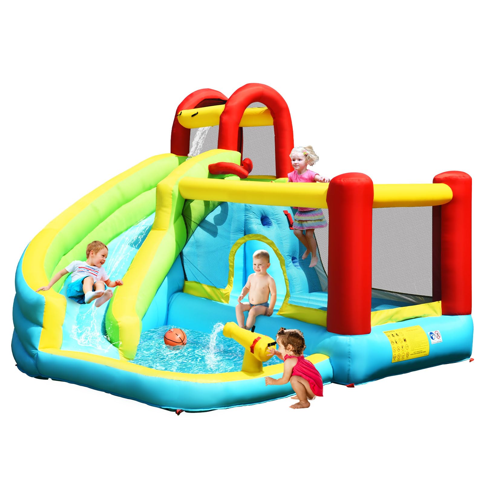 **KOTEK Inflatable Water Slide for Kids - Bounce House with Jumping Castle, Long Slide, Climbing Wall & Splash Pool | Backyard Water Park Fun, Outdoor Summer Party, Birthday & Family Gatherings (Blower Not Included)**