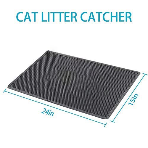 Small Cat Litter Box Mat - Non-Slip Plastic Kitty Litter Trapping Mat for Floors (15x24 Inches, Grey) | Easy to Clean & Durable | Perfect for Small Spaces & Multi-Cat Homes