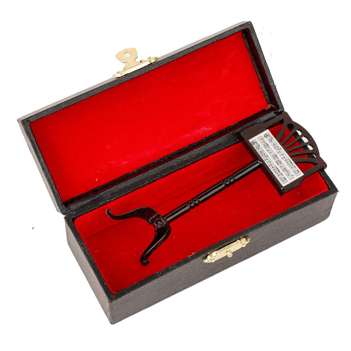 Miniature Music Stand with Case - Collectible Mini Musical Instrument Replica, Dollhouse Accessories & Home Decor - Perfect for Miniature Displays, Model Scenes & Music Lover Gifts