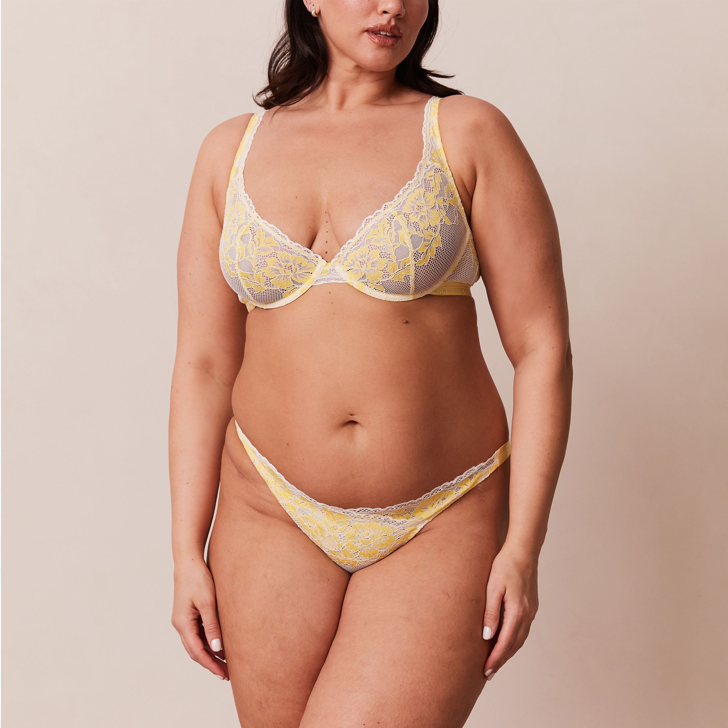 Luxury Balcony Bra - Comfortable Lace Underwire Bra for Women, Sexy Lingerie in Lemon Yellow - Perfect for Everyday Wear, Date Nights & Special Occasions
