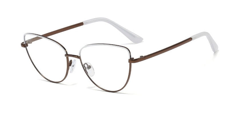 CCspace Unisex Full Rim Cat Eye Alloy Frame Eyeglasses 45969 - Stylish Retro Glasses for Men & Women - Perfect for Office, Reading, and Fashion Accessories