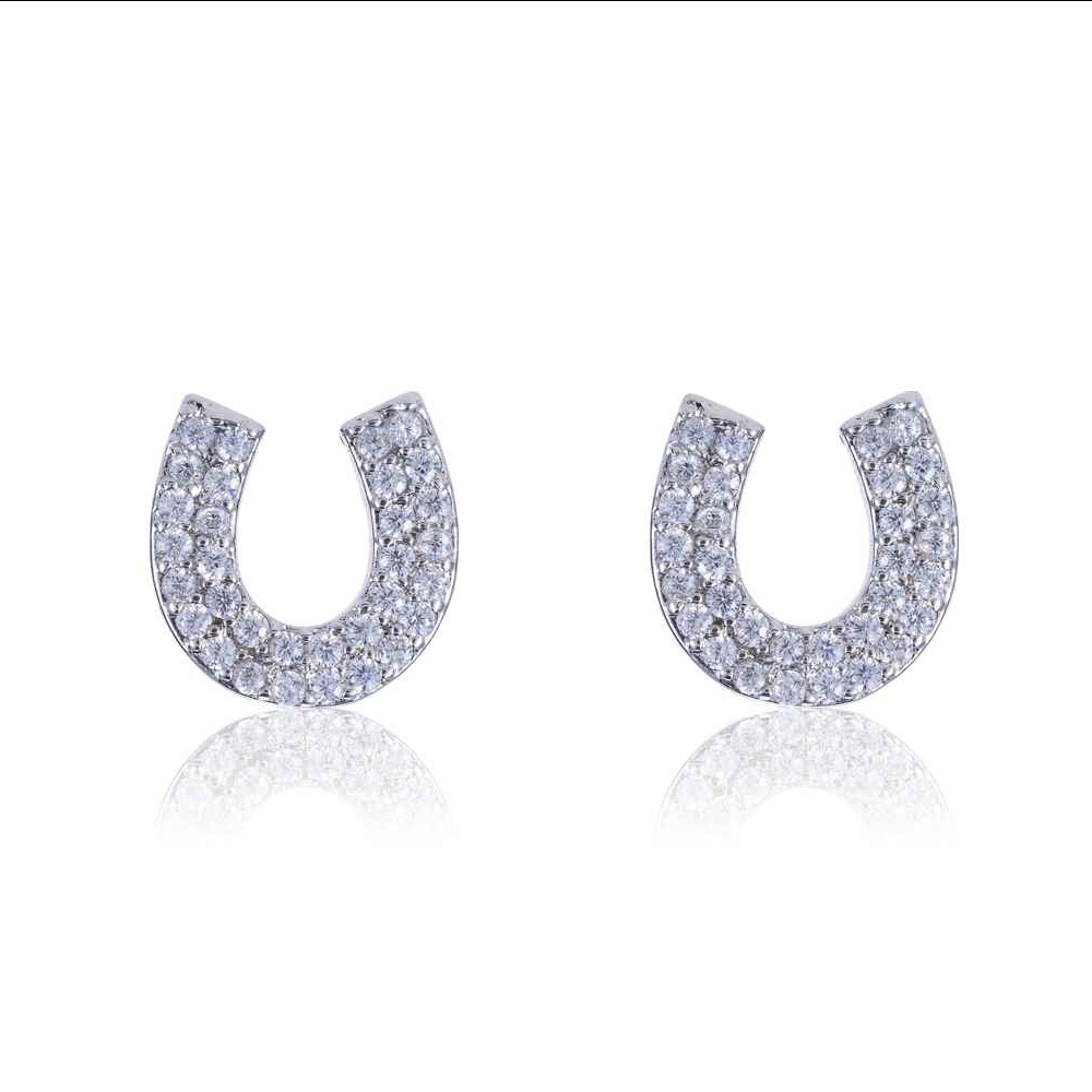 Stylish AWST Rhodium & Cubic Zirconia Horseshoe Earrings for Women - Perfect for Parties, Weddings & Everyday Elegance