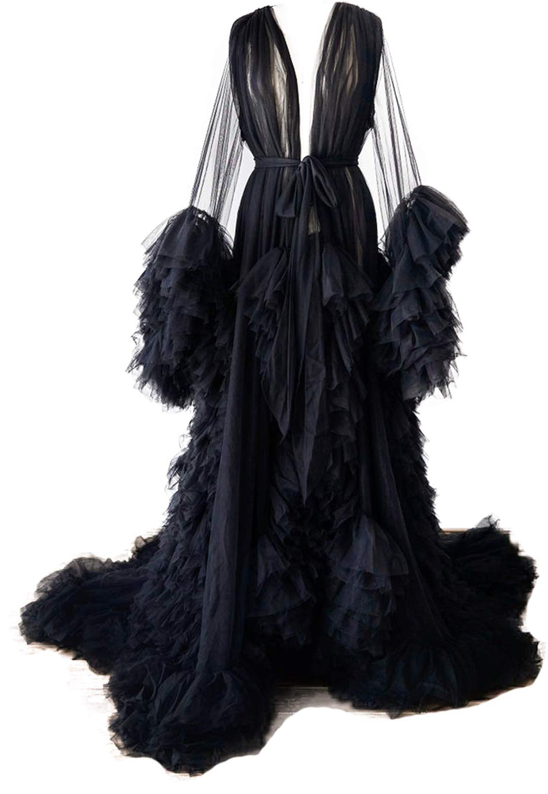 Elegant Tulle Robe - Long Lingerie Bridal Dressing Gown for Women | Puffy Nightgown for Photoshoot & Wedding Night | Perfect for Boudoir, Bridal Shower & Romantic Occasions