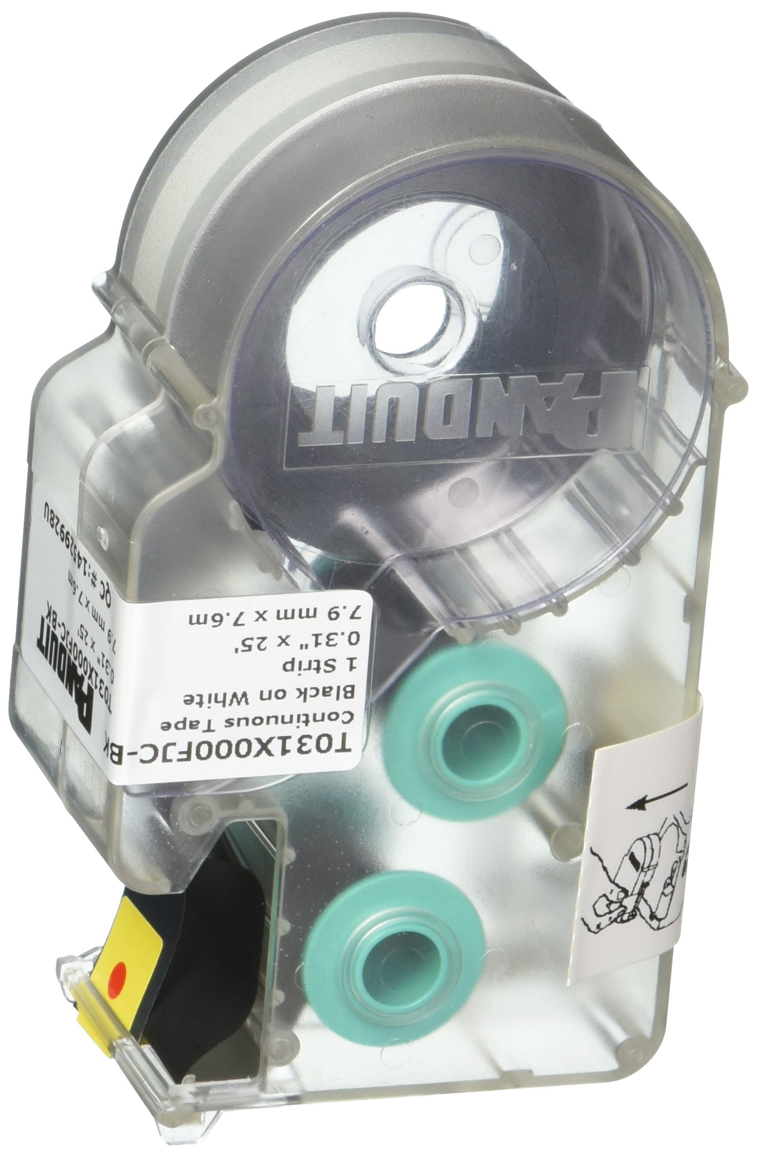 Panduit T031X000FJC-BK P1 Cassette Continuous Tape Label - Durable Polyolefin White/Black for Industrial & Office Labeling