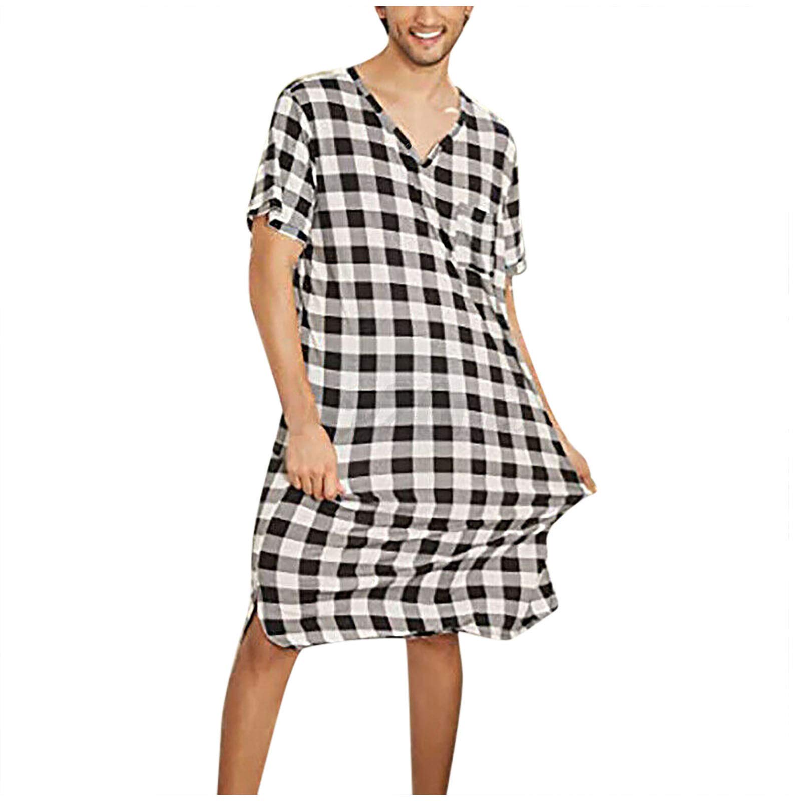 **Men's Comfortable Big & Tall V-Neck Short Sleeve Sleep Shirt - Soft Loose Pajama Nightwear for Relaxing at Home or Lounging**