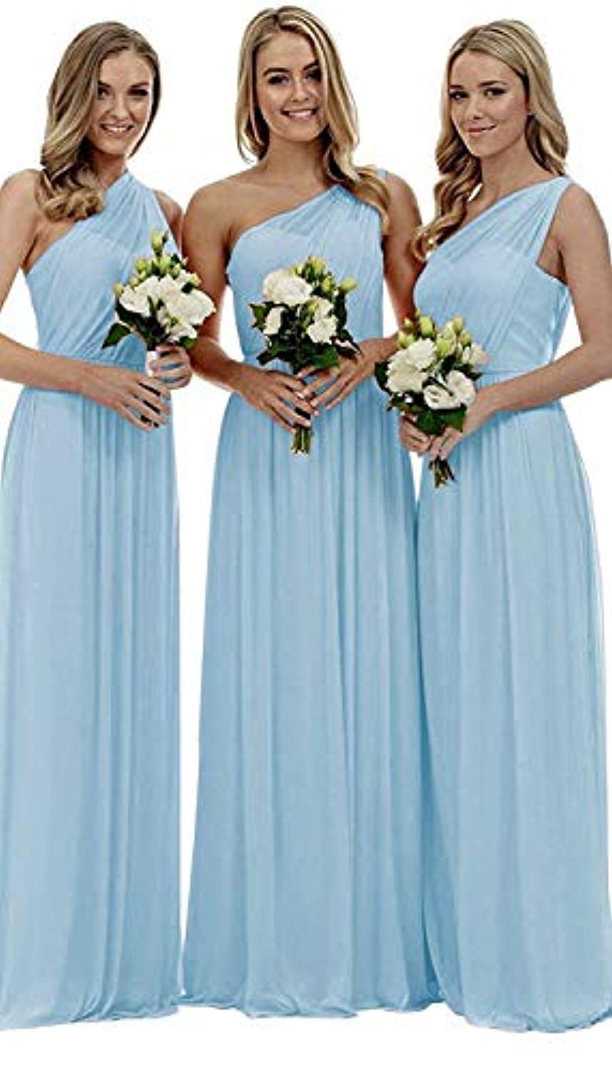 Elegant One Shoulder Long Chiffon Wedding Dress for Women - Bridesmaid, Prom & Formal Party Gown | Perfect for Weddings, Galas & Special Occasions
