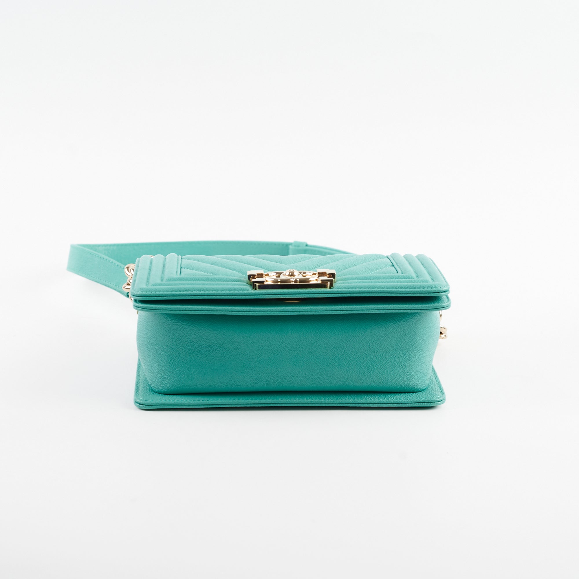 Chanel Chevron Caviar Leather Small Boy Bag in Turquoise - Luxury Crossbody Purse for Women, Perfect for Parties & Evening Events
