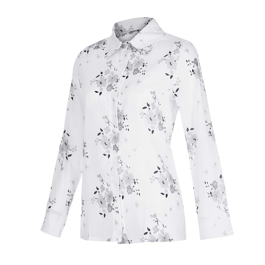Women's Plus Size Summer T-Shirts - Loose Fit V-Neck Long Sleeve Tunic Blouse with Printed Design (White, XXXL) | Casual Wear, Beach Cover-Up, Layering Piece