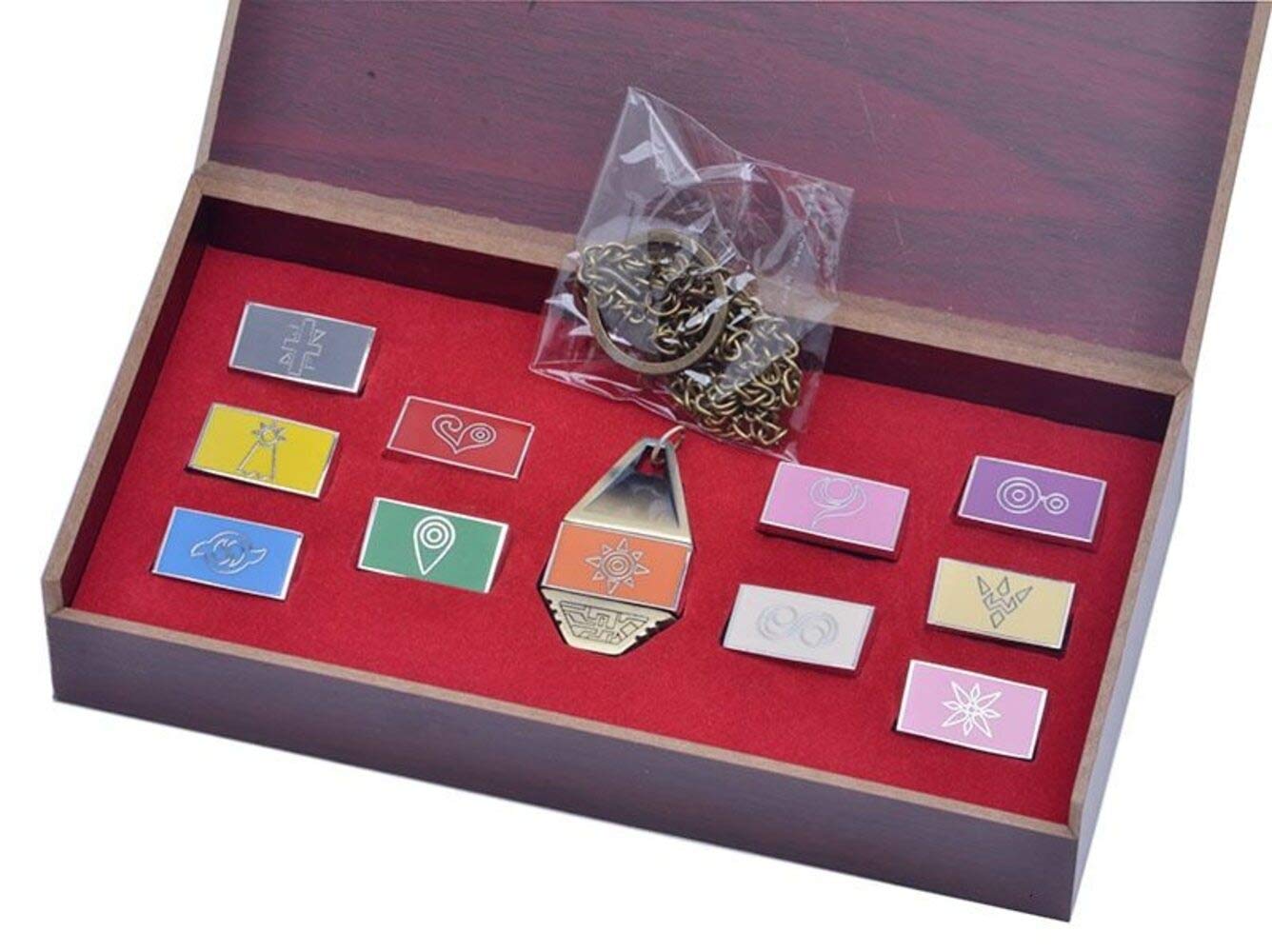 DEOLBA Anime Adventure Digital Monster Metal Crests Tag Set with Necklace & Keychain - Perfect for Cosplay, Costume Accessories & Anime Fan Collectibles | Great for Conventions, Gifts & Display