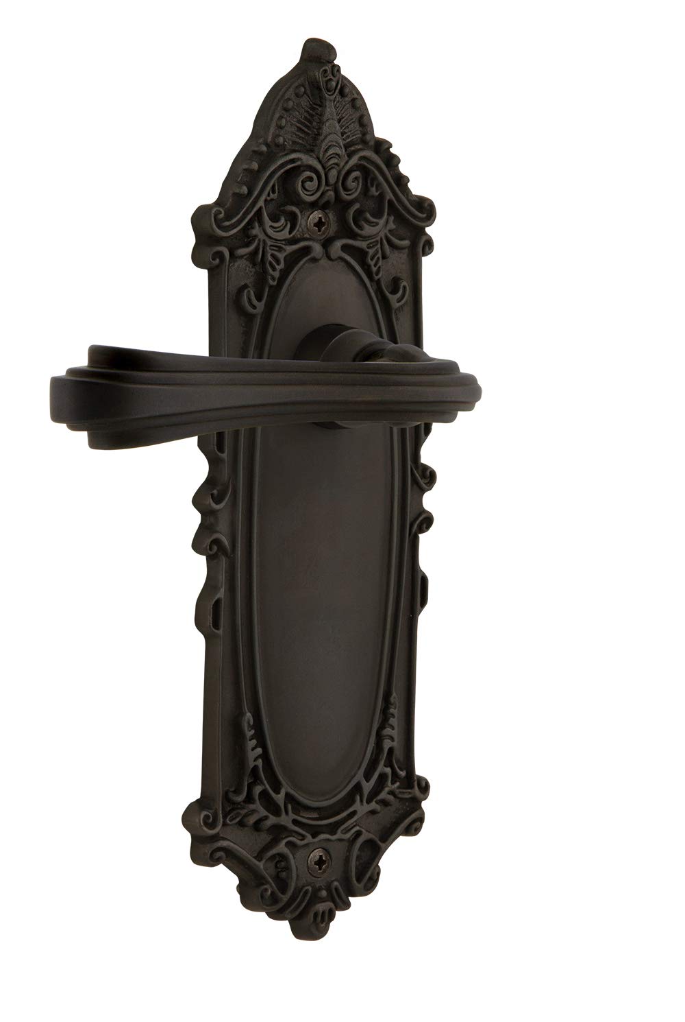 Nostalgic Warehouse Victorian Plate Privacy Fleur Lever - Oil-Rubbed Bronze Door Handle for Classic Home Decor & Vintage Style Interiors (Perfect for Bedrooms, Bathrooms & Entryways)
