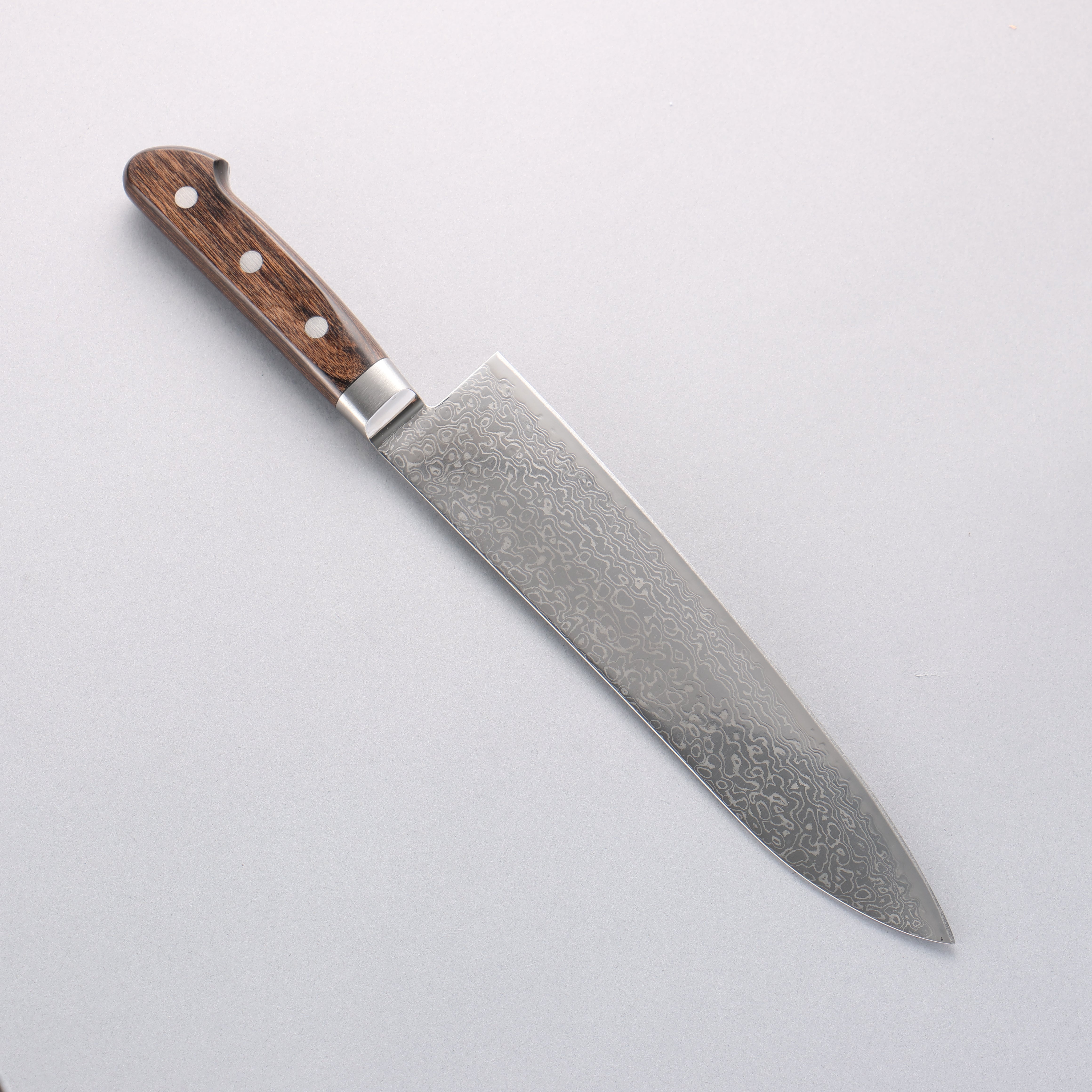 Premium AUS10 Damascus Gyuto Knife 210mm - Mirrored Finish, Brown Pakka Wood Handle - Japanese Chef Knife for Slicing, Dicing & Precision Cooking