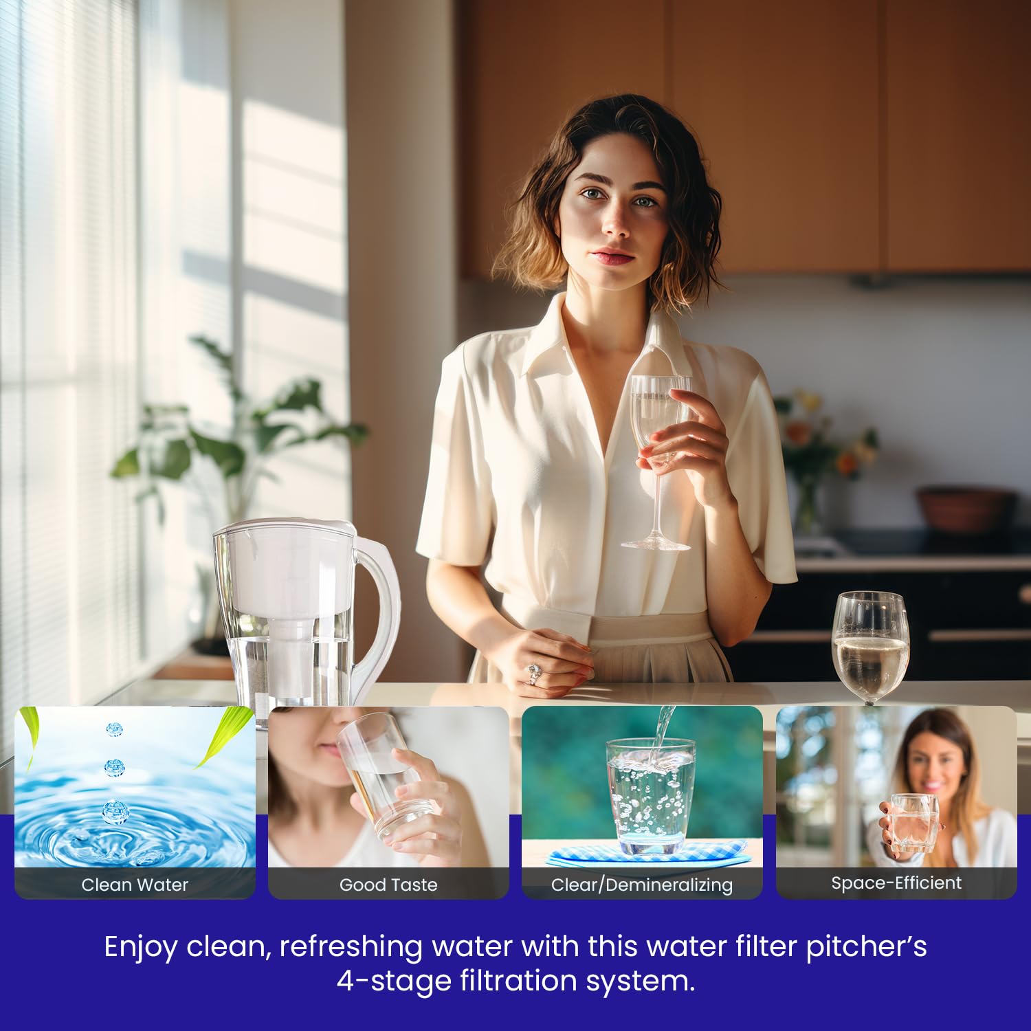 Crystal Quest Clear Demineralizing (DI) Water Pitcher Filter System - BPA Free Water Purifier for Home & Office - Removes Impurities for Cleaner Drinking Water