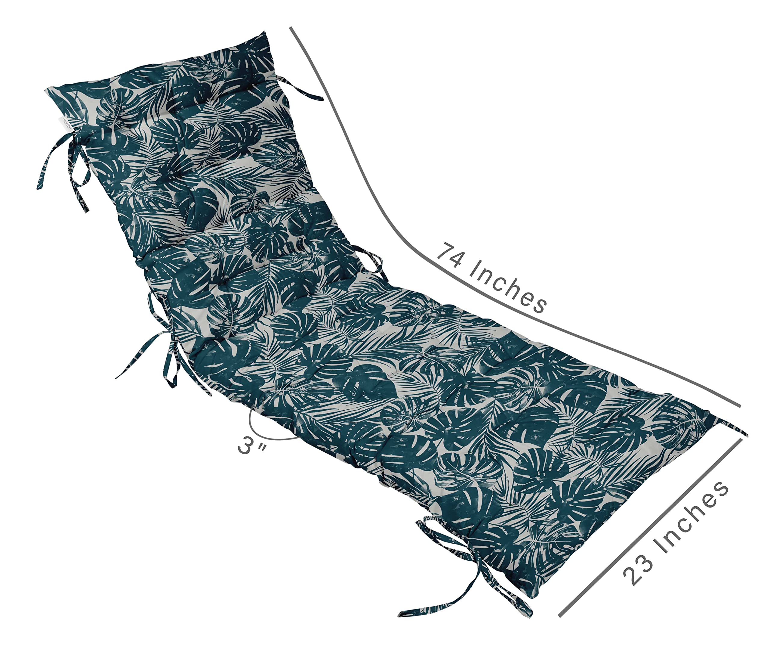 Quilted Thick Padded Seat Cushion for Rocking Chair, Sofa & Recliner - 74x23 Inch Teal Green Outdoor Bench Cushion with Ties - Perfect for Garden, Patio, Terrace & Porch Furniture