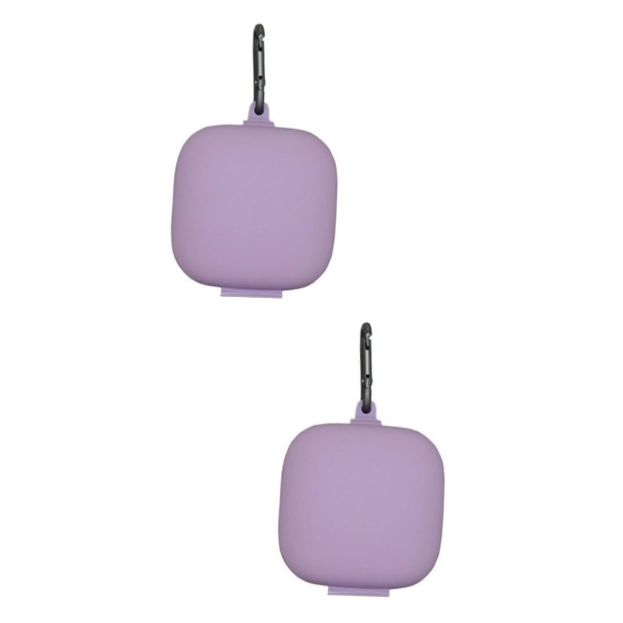 Mikikit 2 Pack Silicone Headphone Case with Metal Buckle - Compact Travel Storage Box for Wireless Headphones (Grey & Purple) - Durable Protective Cover for AirPods Pro, Beats, Sony Headphones - Perfect for Travel, Gym, and Daily Commute