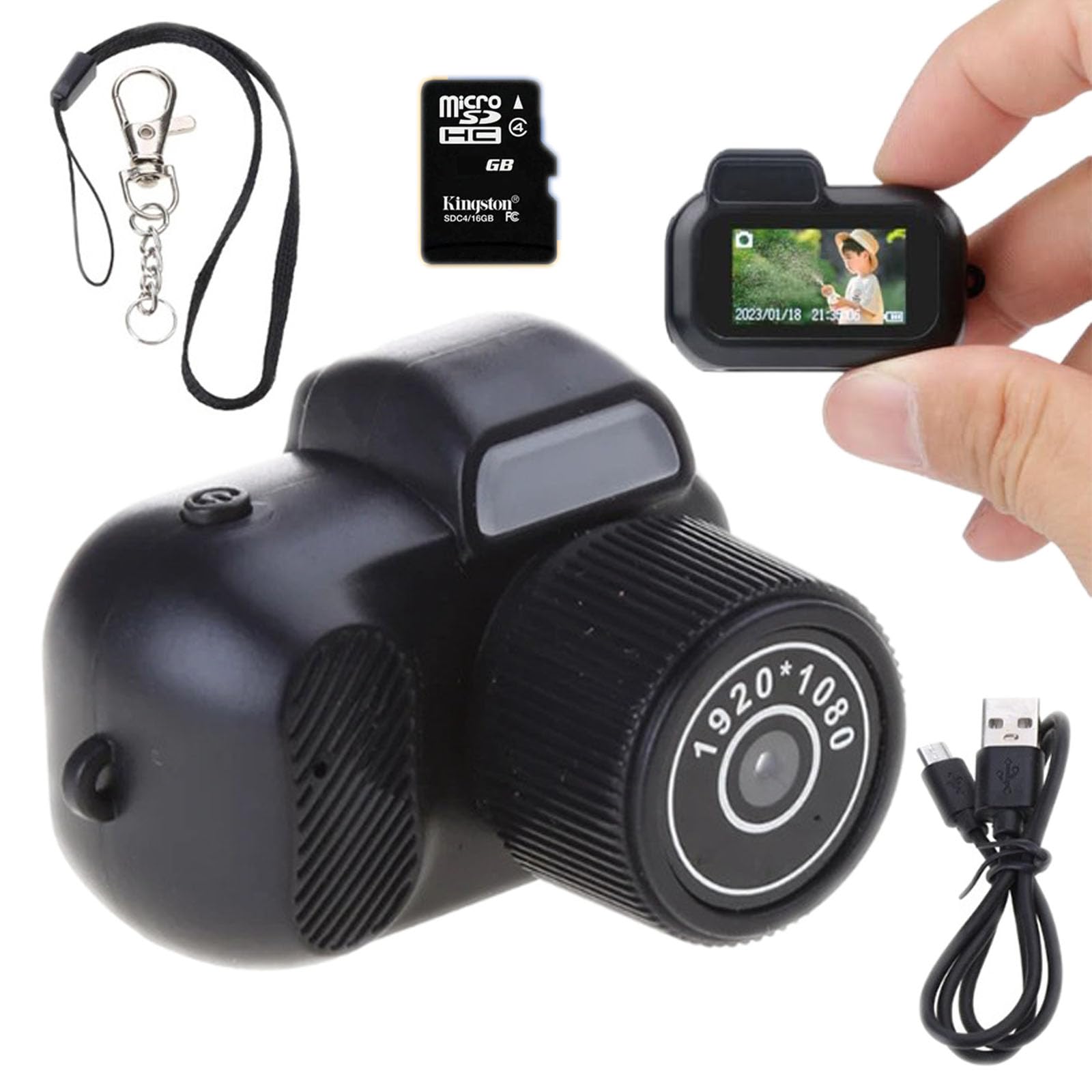 Mini Keychain Camera with 8 Retro Filters - 128H Battery Life, Portable Pixel Camera for Indoor & Outdoor Photography - Perfect for Travel, Vlogging, and Everyday Carry