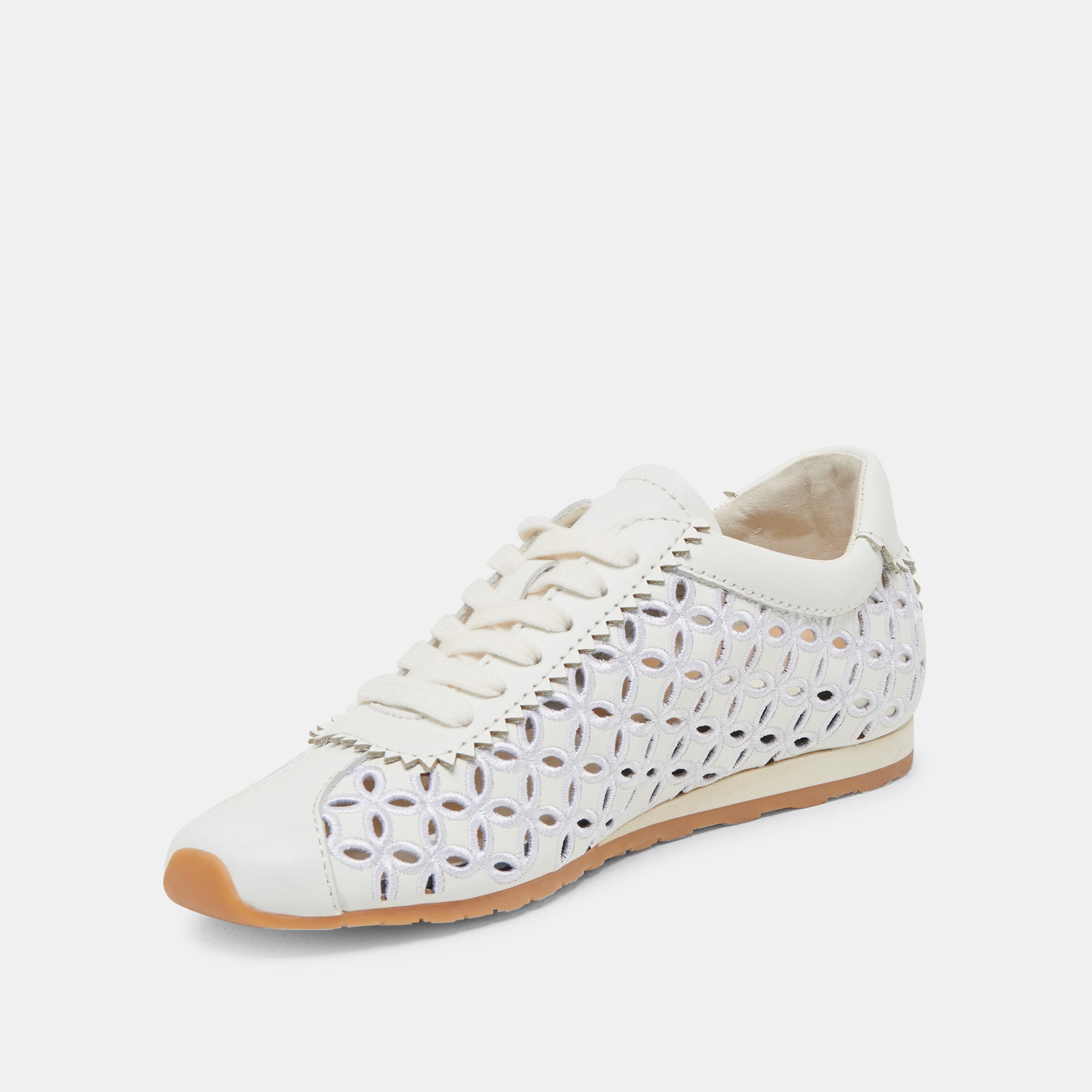 DANIE EYELET PERF SNEAKERS - Genuine Leather Women's White Fashion Sneakers for Casual Wear, Walking & Everyday Comfort