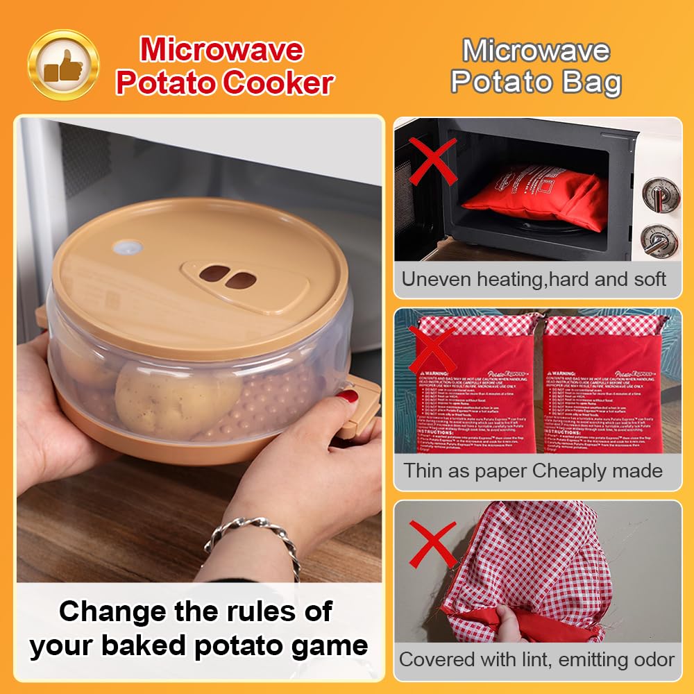 Microwave Baked Potato Cooker - Quick & Easy Potato Steamer for Fluffy Baked Potatoes in Minutes | BPA-Free, As Seen on TV | Perfect for Quick Meals, Snacks, and Healthy Side Dishes