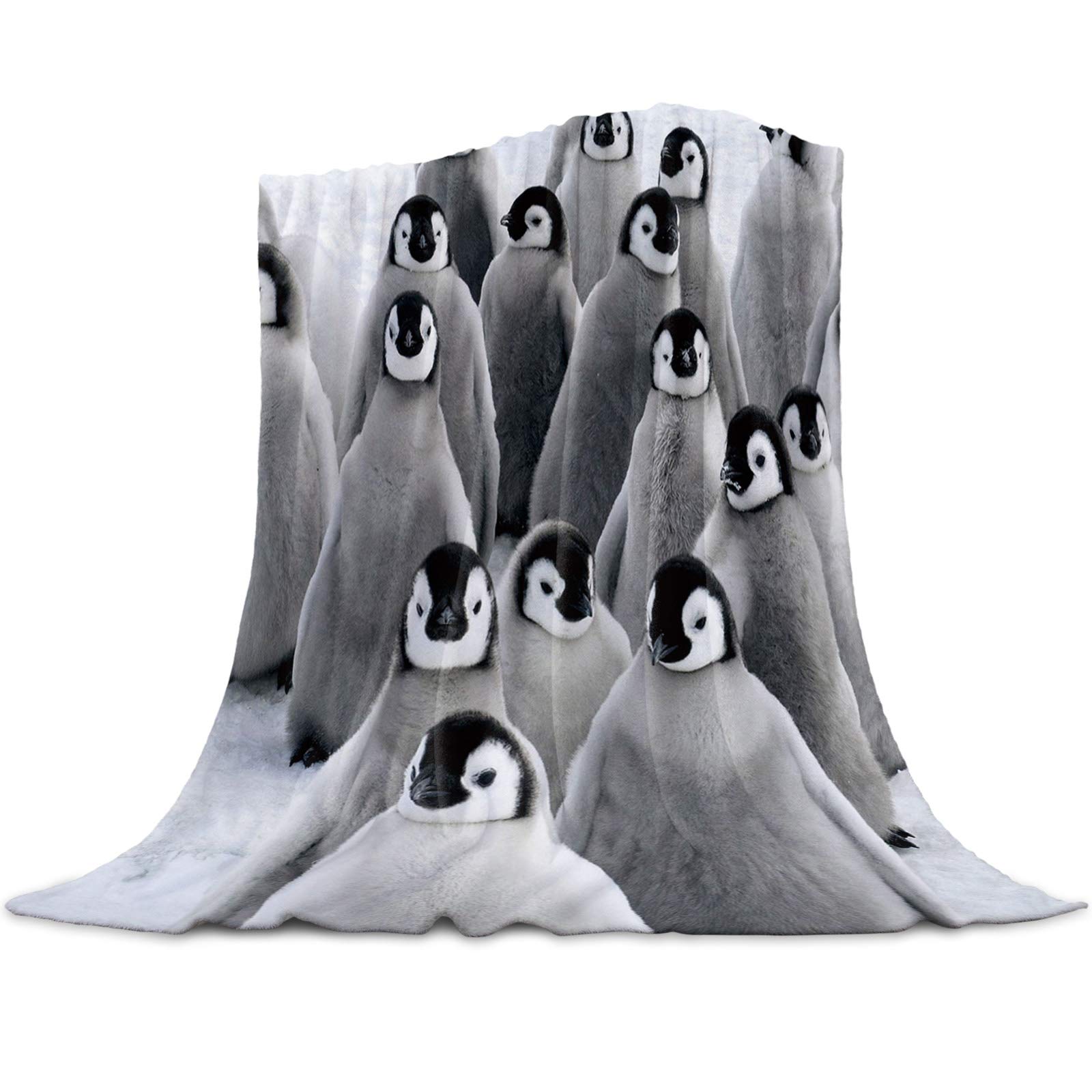 LUSWEET Soft Plush Fleece Throw Blanket - Cute Penguin Design, 40x50 Inch, Lightweight & Warm for Sofa, Bed, Couch - Perfect for Cozy Nights, Movie Time, and Winter Comfort
