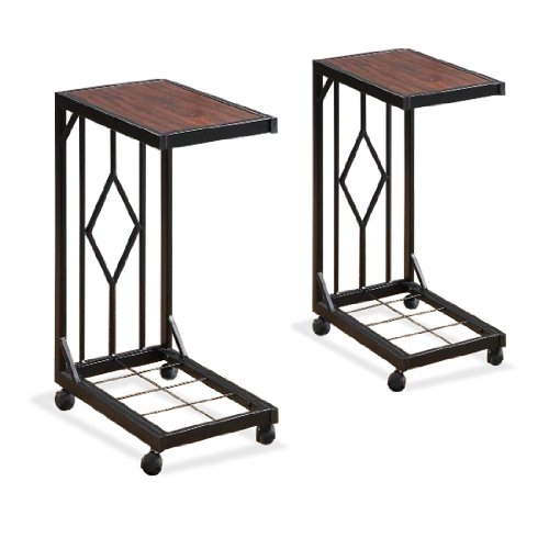 Black Wood Veneer TV Dinner Tray with Storage - Snack & Tea Serving Caddy for Sofa, Bedside, or Coffee Table - Perfect for Movie Nights & Relaxing at Home
