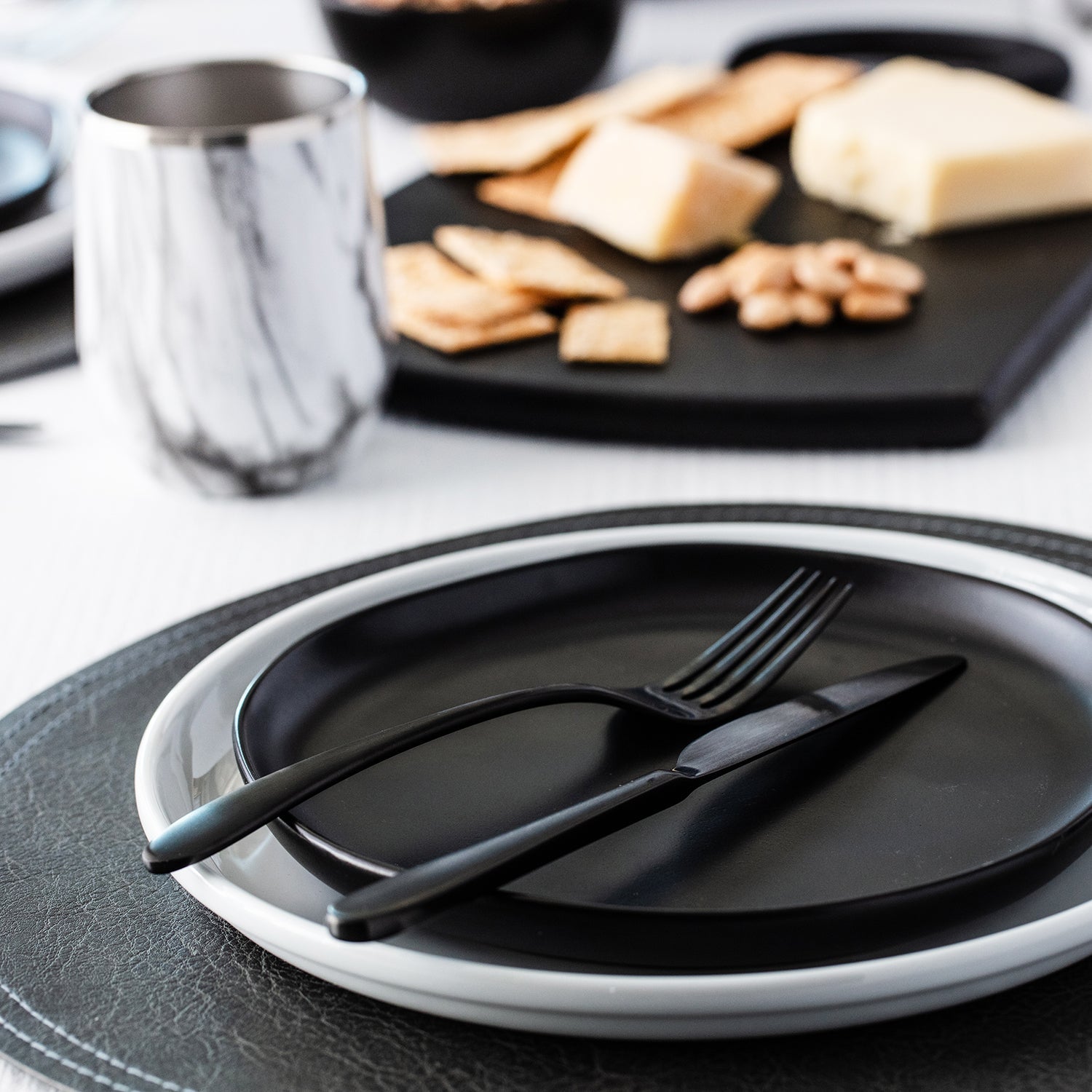 Poet Black Satin 20-Piece Flatware Set - Elegant Stainless Steel Cutlery Set for Dining, Kitchen, and Entertaining - Perfect for Dinner Parties, Weddings, and Everyday Use