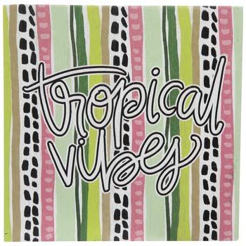 Tropical Vibes Striped Wood Wall Art - Handmade Home & Office Decor for Beach House, Boho Room, or Workspace
