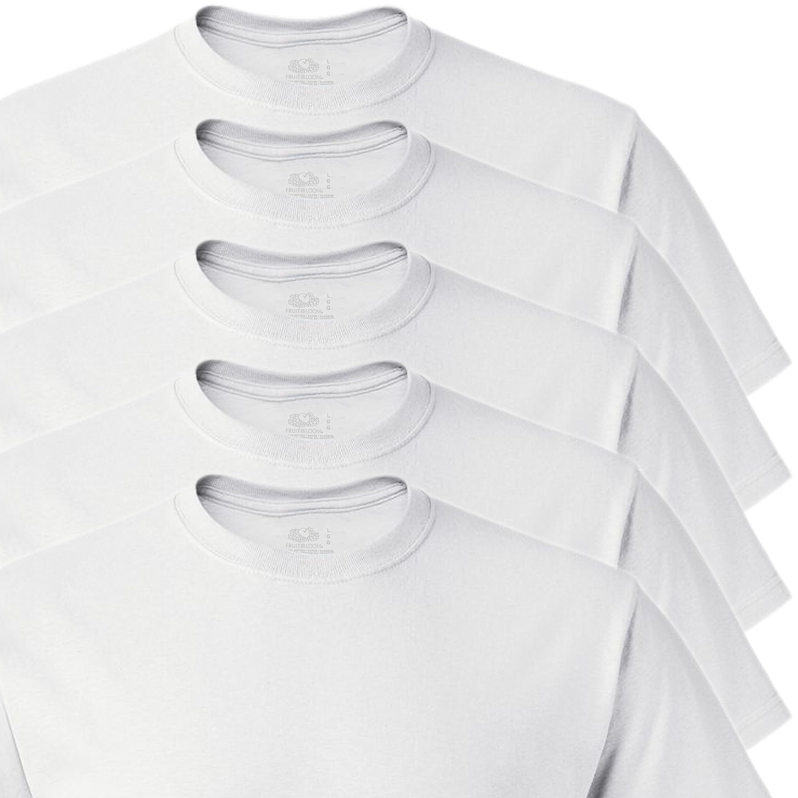 Fruit of the Loom Men's Soft Cotton Crew Neck T-Shirts 5-Pack - Comfortable Basic Tees for Casual Wear, Gym & Everyday Outfits