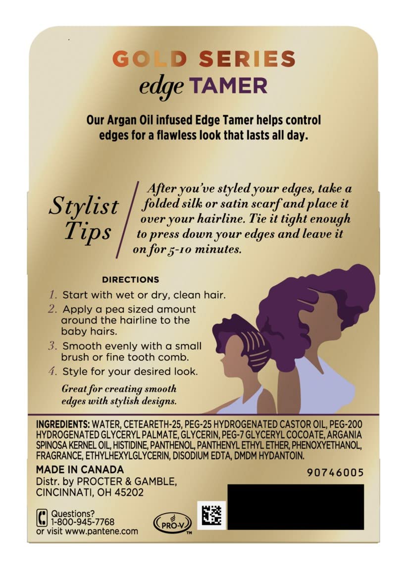 Pantene Gold Series Edge Tamer 2.6 oz - 2 Pack | Hair Gel for Edges & Flyaways | Perfect for Natural Hair, Braids & Protective Styles