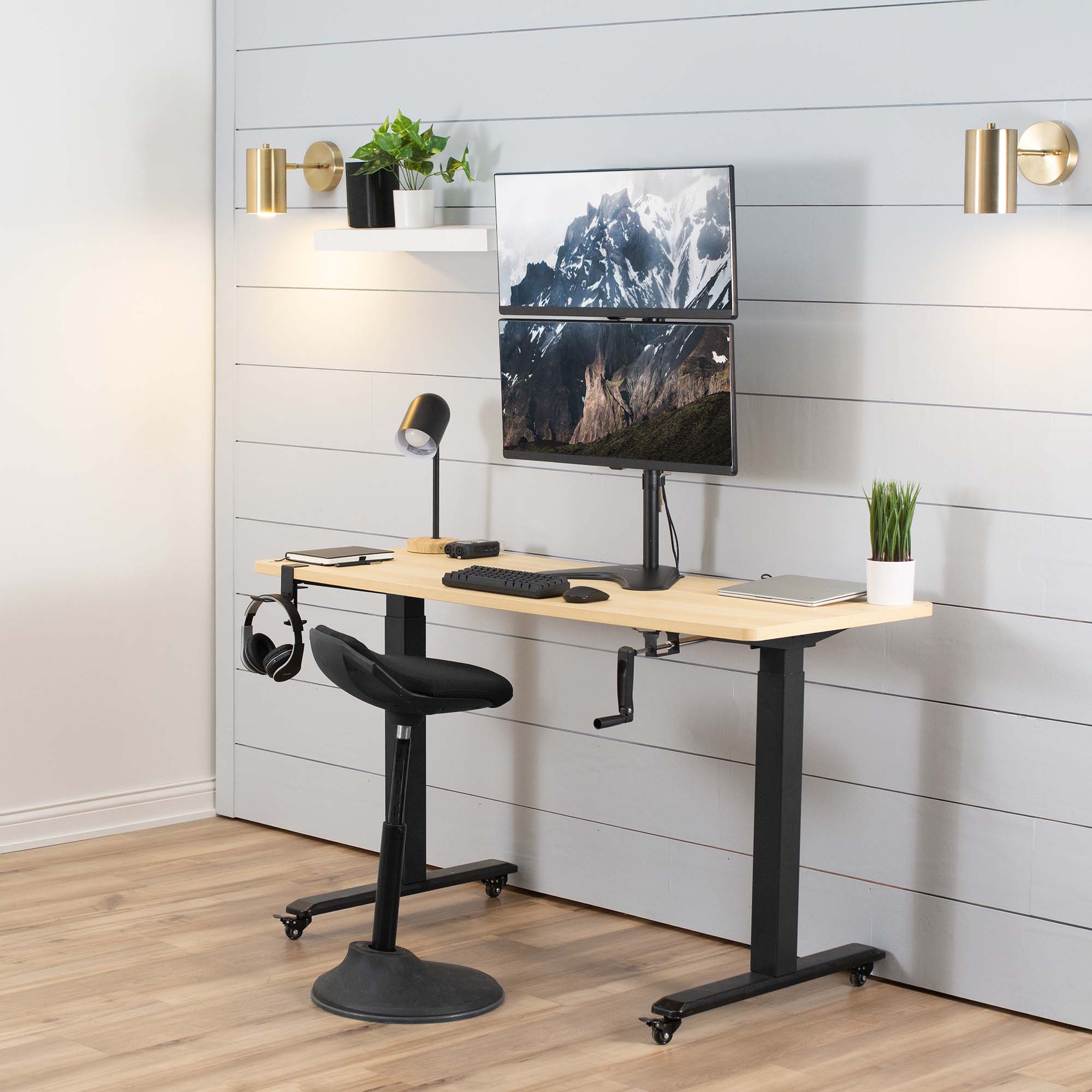 Dual Monitor Stand for 13 to 34 Inch Screens - Adjustable Vertical Desk Mount for Home Office & Gaming Setup
