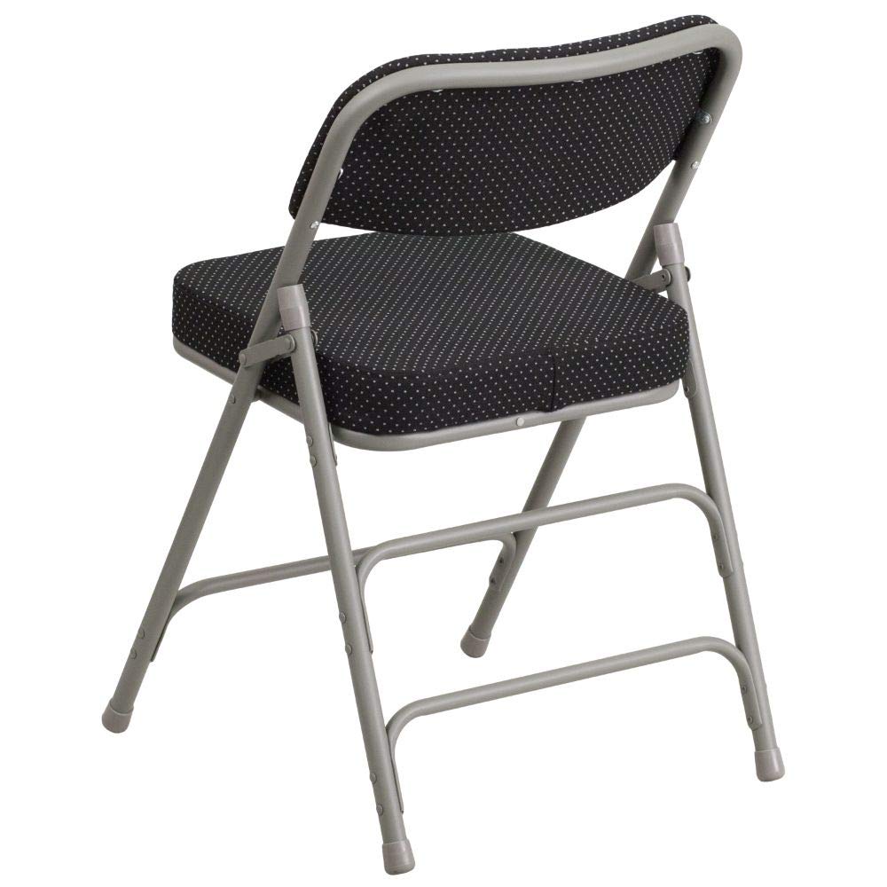 Premium Black Pin-Dot Fabric Metal Folding Chairs (Pack of 4) - Hercules Series with Curved Triple Braced & Double Hinged Design for Events, Parties, and Home Use