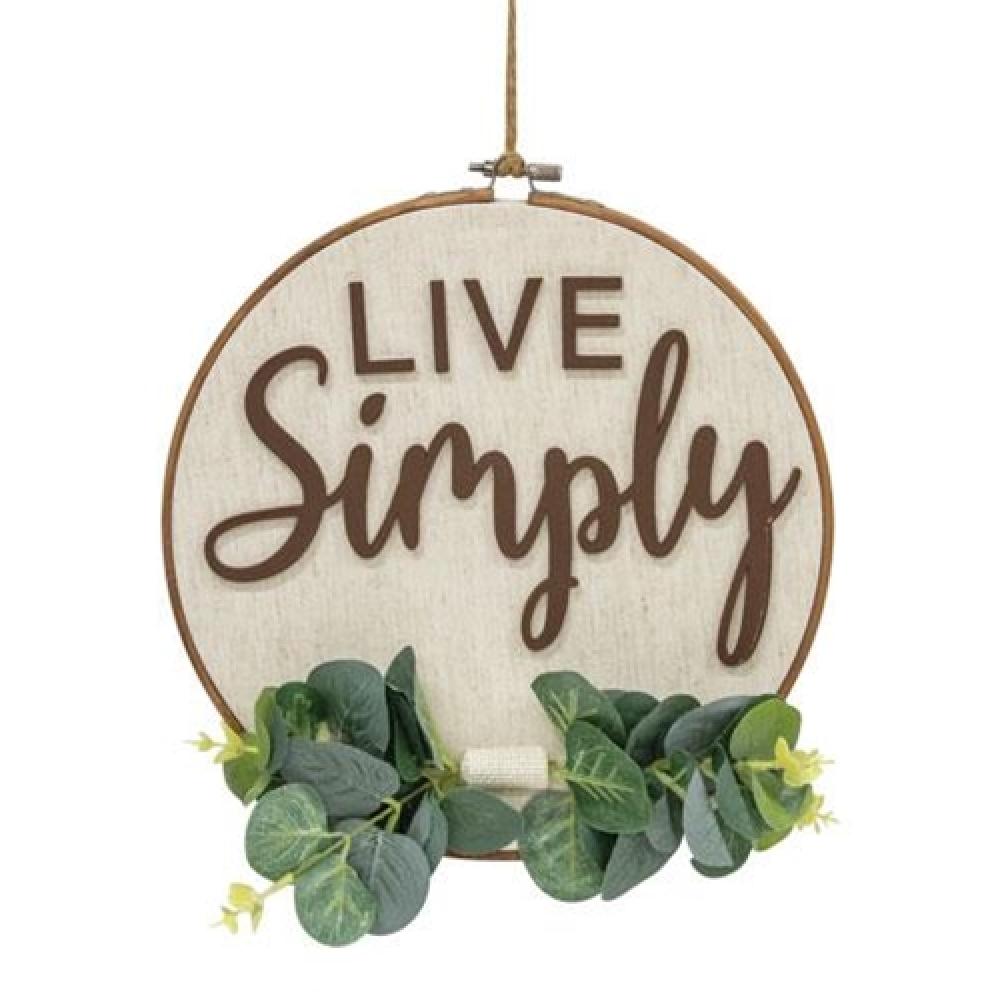 Live Simply Sampler Wall Hanger - Rustic Wooden Display for Plates, Platters & Kitchen Decor - Perfect for Farmhouse, Cottage & Country Style Homes