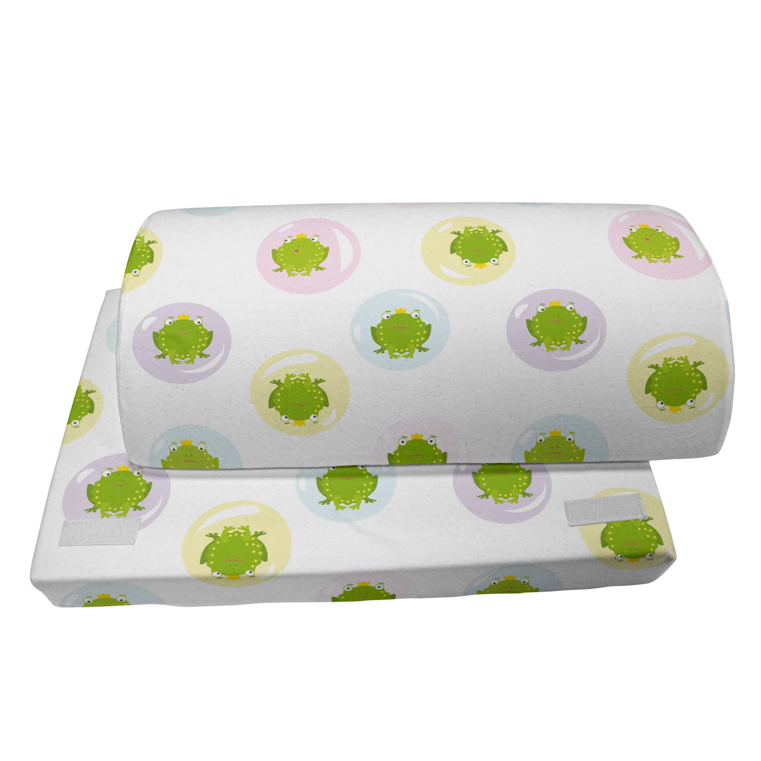 Ambesonne Frog Prince Cartoon Foot Rest - Adjustable Ergonomic Memory Foam Leg Support with Non-Slip Backing, Pastel Yellow Green Office Comfort - Perfect for Home Office, Gaming Chair, and Relaxation