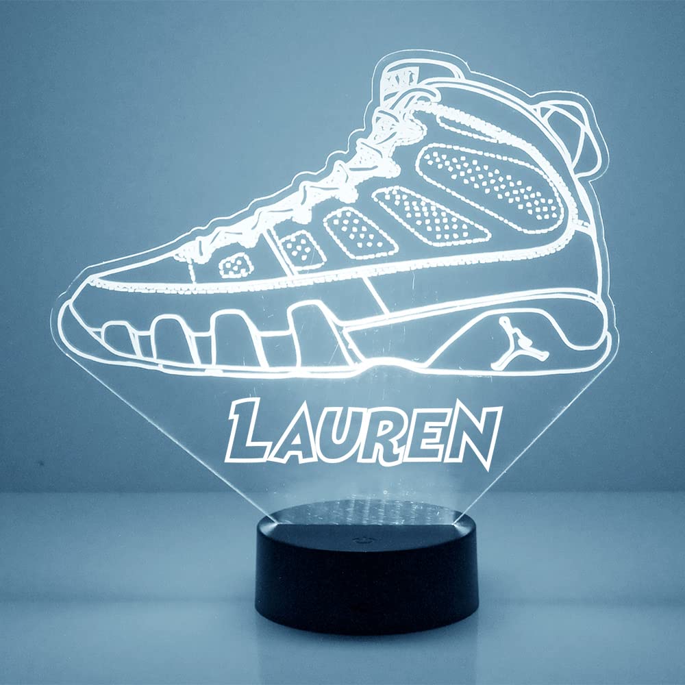 Custom LED Sneaker Night Light with Remote - Personalized Name/Image, 16 Colors & 4 Modes - USA Made Acrylic Home Decor for Sneakerhead Bedroom, Game Room, or Gift Idea